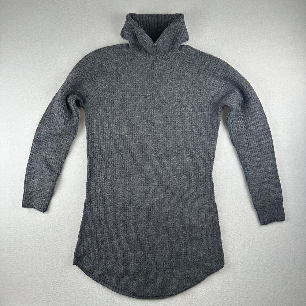 Kuhl Tunic Sweater Dress Women M Grey Ribbed Turtleneck Raglan 4299